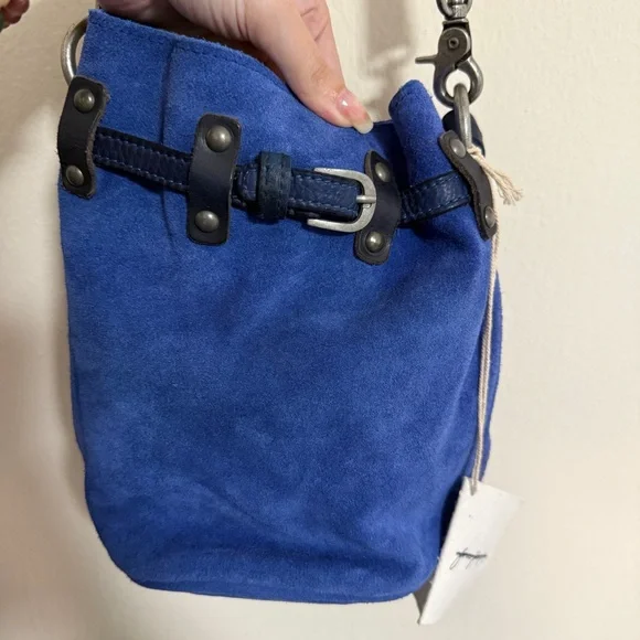 NWT Free People Blue Suede Bucket Bag - Picture 7 of 10